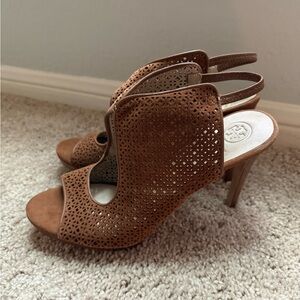 Tory Burch Tan Perforated Heels